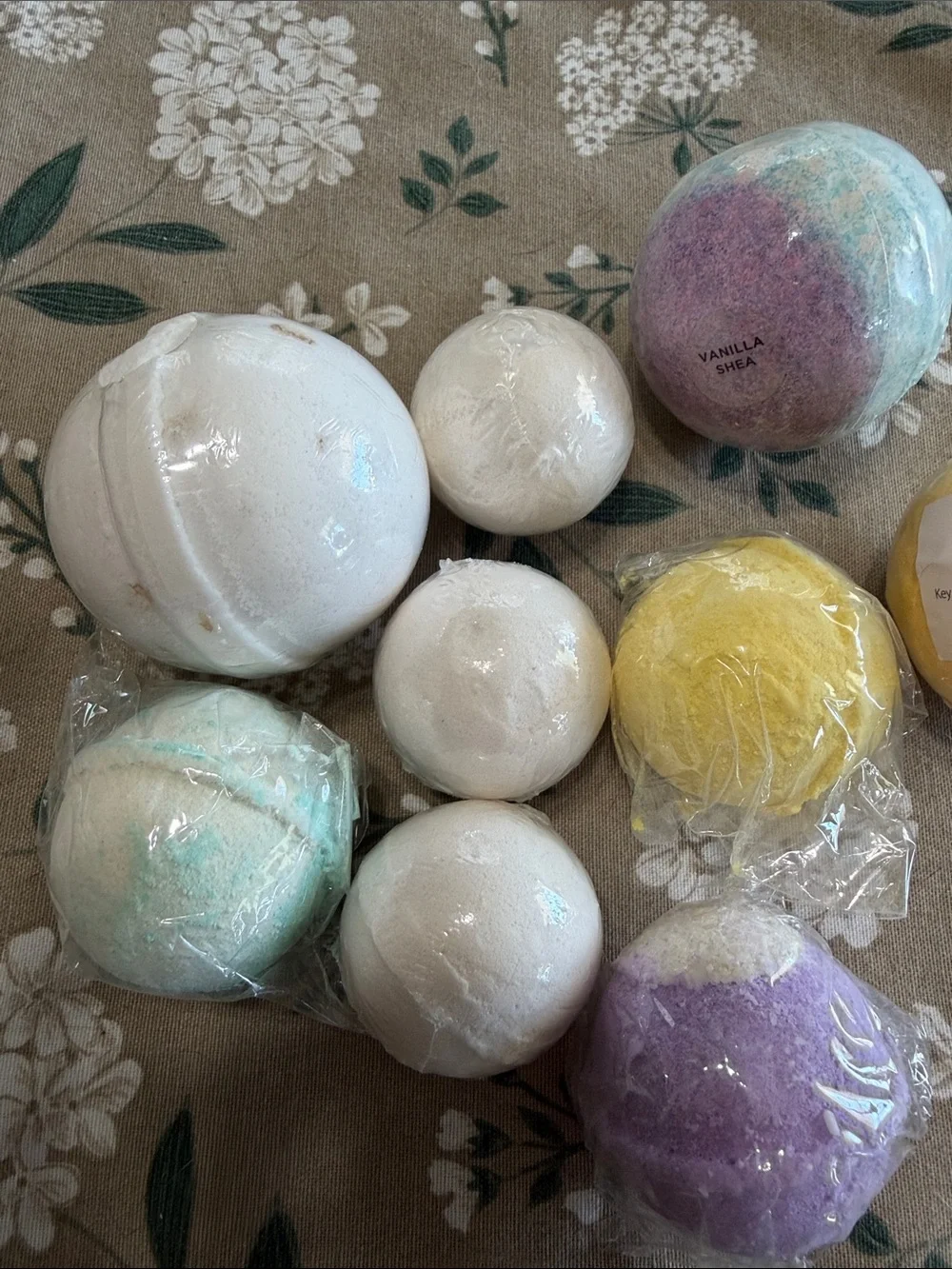 (9) Assorted Bath Bomb Set – White, Yellow, Purple, Blue Self Care Relax